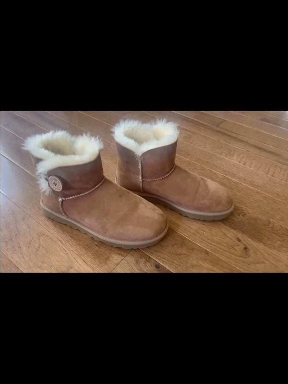 UGG Chestnut Button Mini Suede Shearling Boots